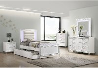 Posh Contemporary White Twin Bed with Trundle-2