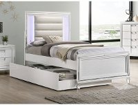 Posh Contemporary White Twin Bed with Trundle-3