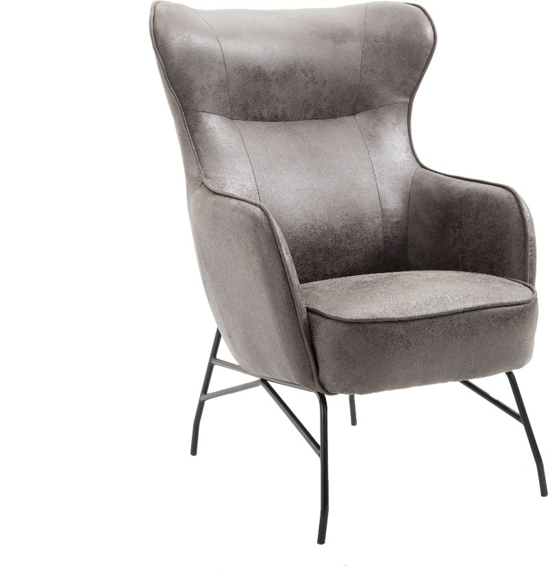 Modern Charcoal Gray Faux Leather, Grey Leather Accent Chair