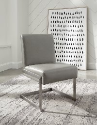Modern Gray and Chrome Dining Room Chair - Coral-2