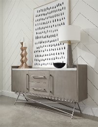 Marble and Chrome Dining Room Sideboard - Coral
