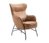 Modern Saddle Brown Faux Leather Accent Chair - Franky