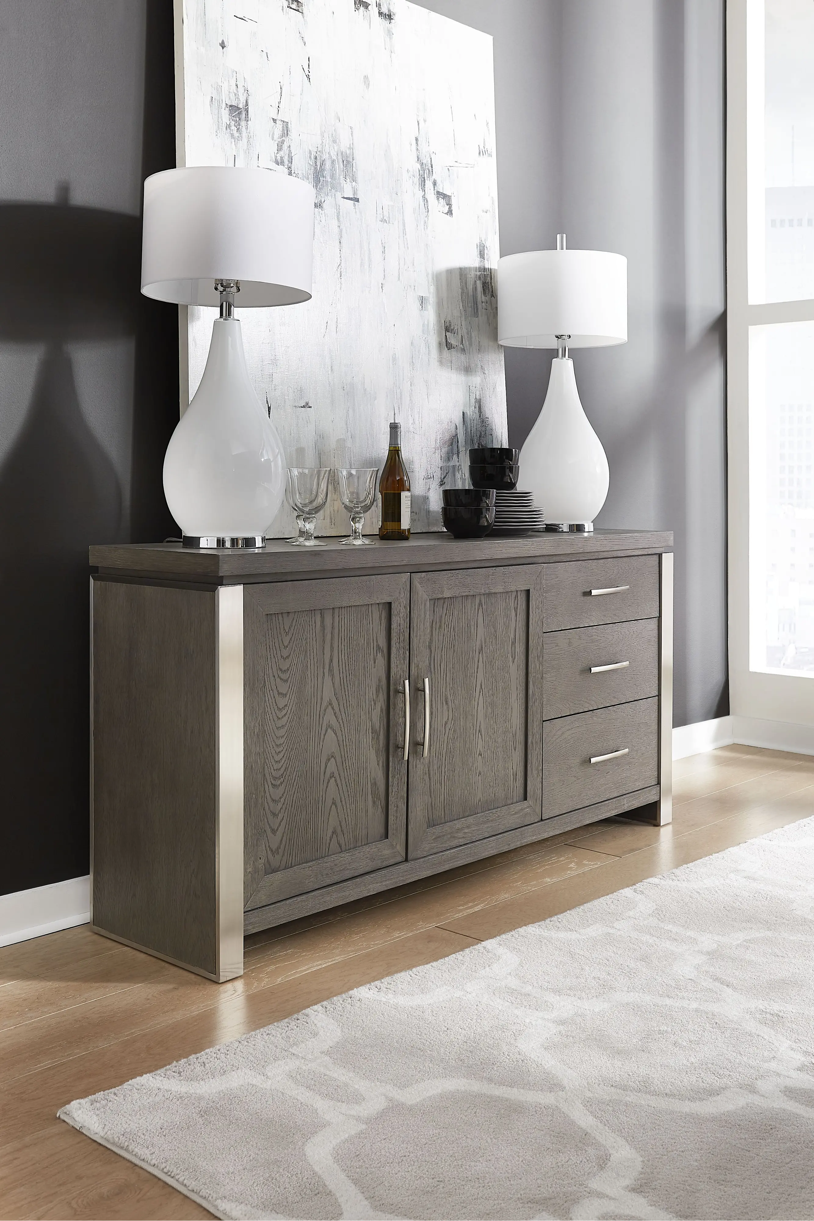 Modern Gray Dining Room Sideboard - Plata-5