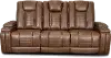 Clearance Megan Umber Brown Power Reclining Sofa with Drop Down Console