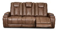 Umber Brown Power Reclining Sofa with Drop Down Console - Megan-2
