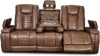 Umber Brown Power Reclining Sofa with Drop Down Console - Megan-3