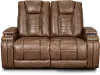 Clearance Umber Brown Power Reclining Loveseat - Megan