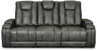 Tinsmith Gray Power Reclining Sofa with Drop Down Console - Megan