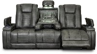 Tinsmith Gray Power Reclining Sofa with Drop Down Console - Megan-3
