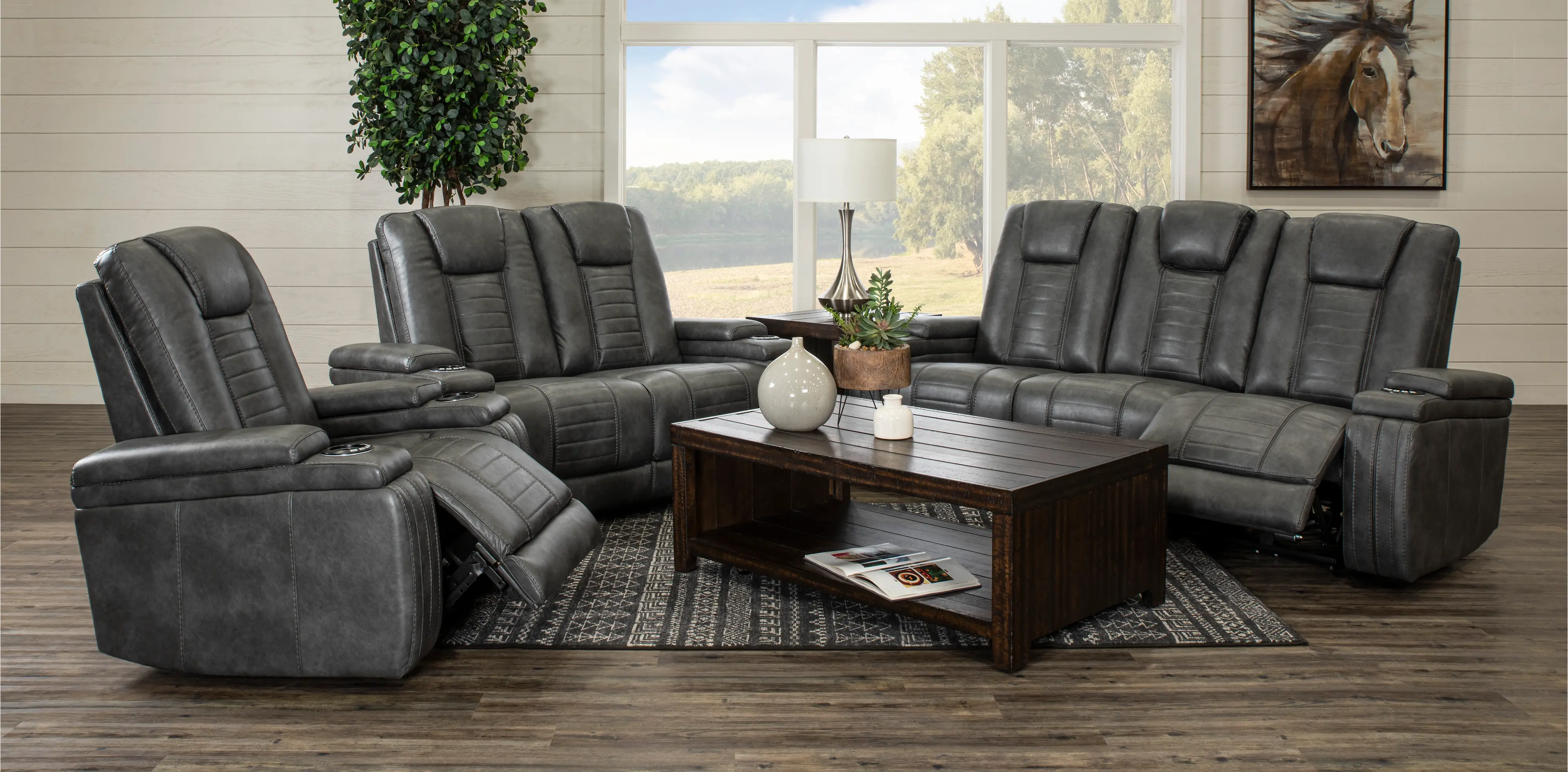Tinsmith Gray Power Reclining Loveseat - Megan-4