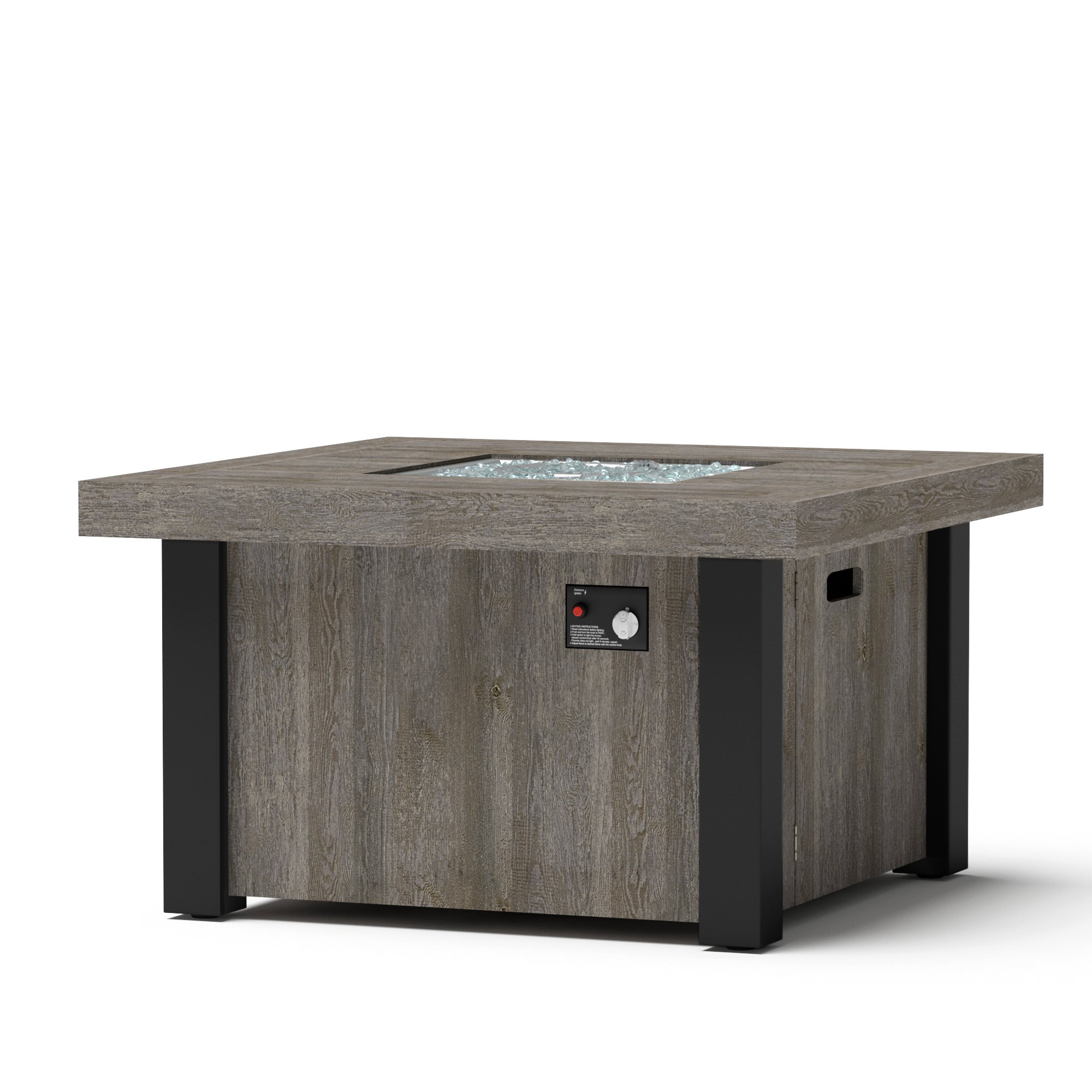 Contemporary Driftwood Gray Square Fire Pit - Cannes-5