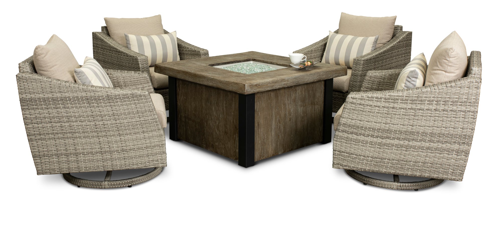 5 Piece Patio Fire Pit Set with Swivel Chairs - Cannes-1