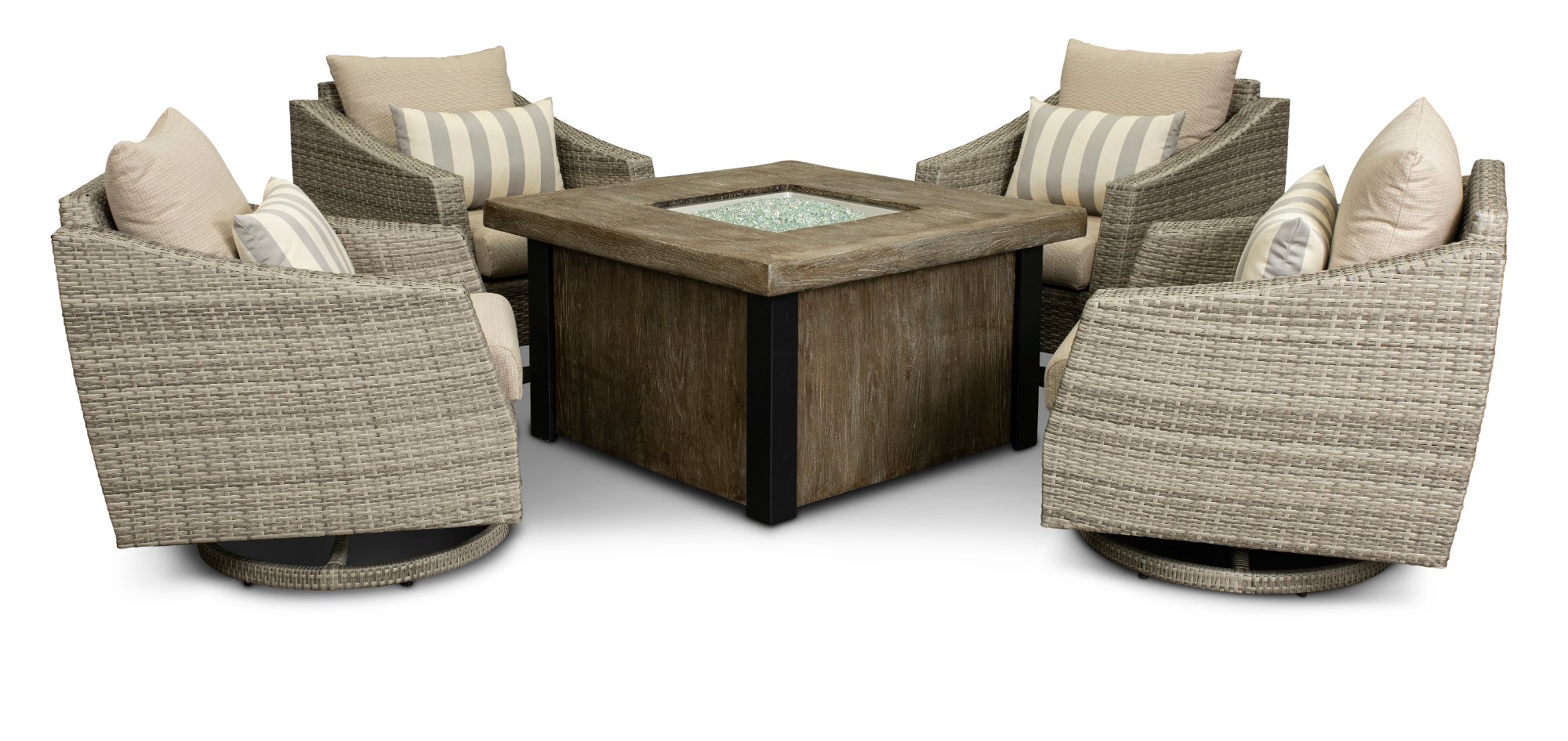 5 Piece Patio Fire Pit Set with Swivel Chairs - Cannes-2