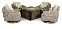 5 Piece Patio Fire Pit Set with Swivel Chairs - Cannes-2