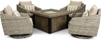 5 Piece Patio Fire Pit Set with Swivel Chairs - Cannes-4