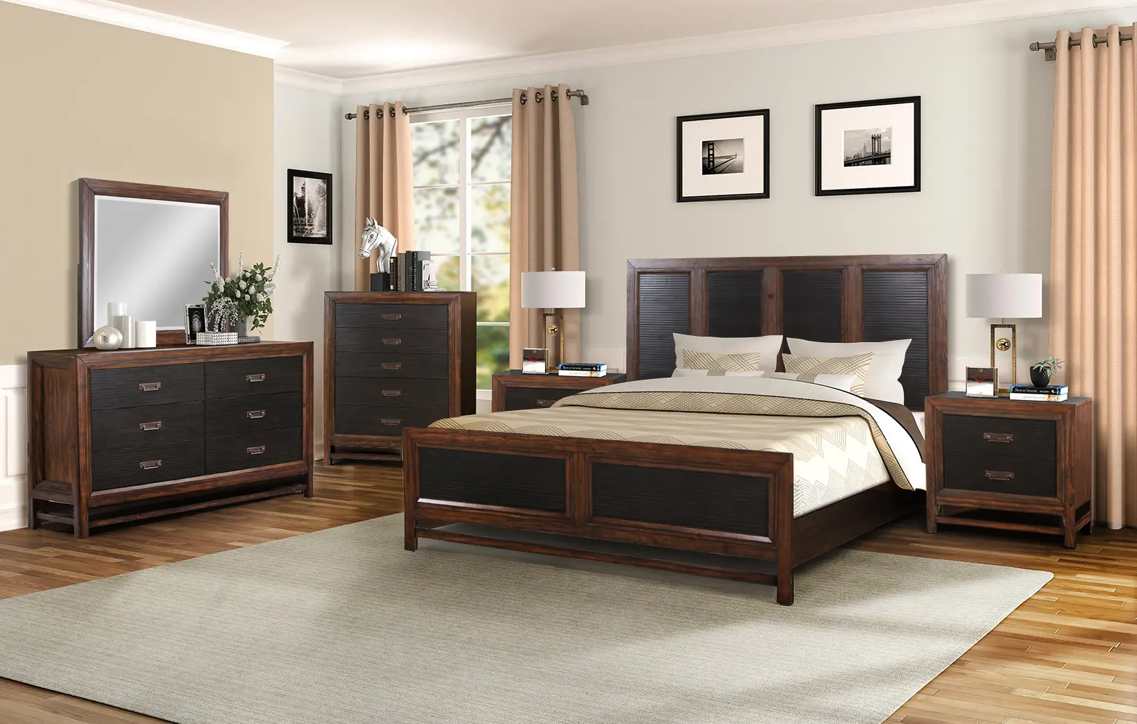 Branson Brown and Black 4 Piece Queen Bedroom Set-1
