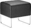 Plush Black Ottoman with Chrome Steel Tube Legs