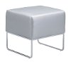 Plush Silver Ottoman with Chrome Steel Tube Legs