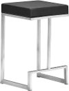 Modern Chrome and Black Upholstered Counter Height Stool (Set of 2) - Darwen
