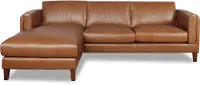 Brown Leather 2 Piece Sectional with LAF Chaise - Pacer