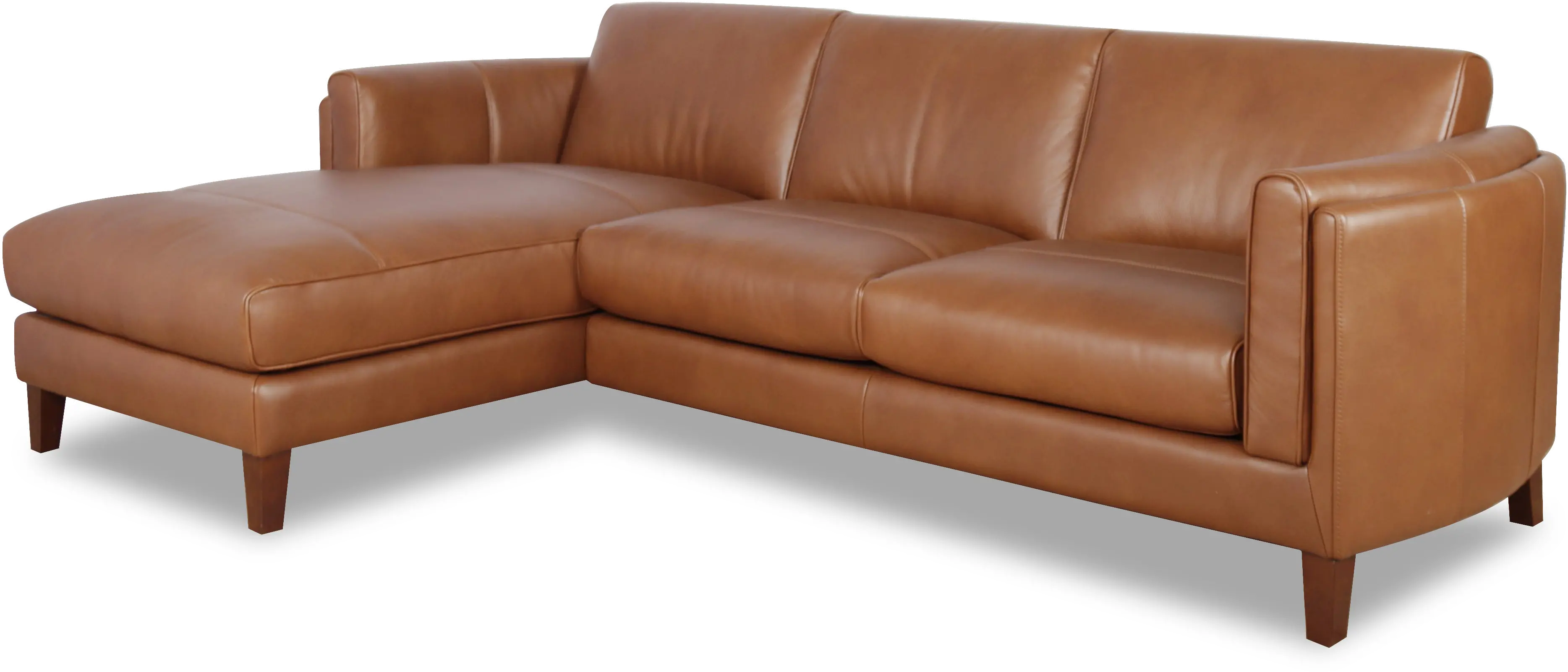 Brown Leather 2 Piece Sectional with LAF Chaise - Pacer-2