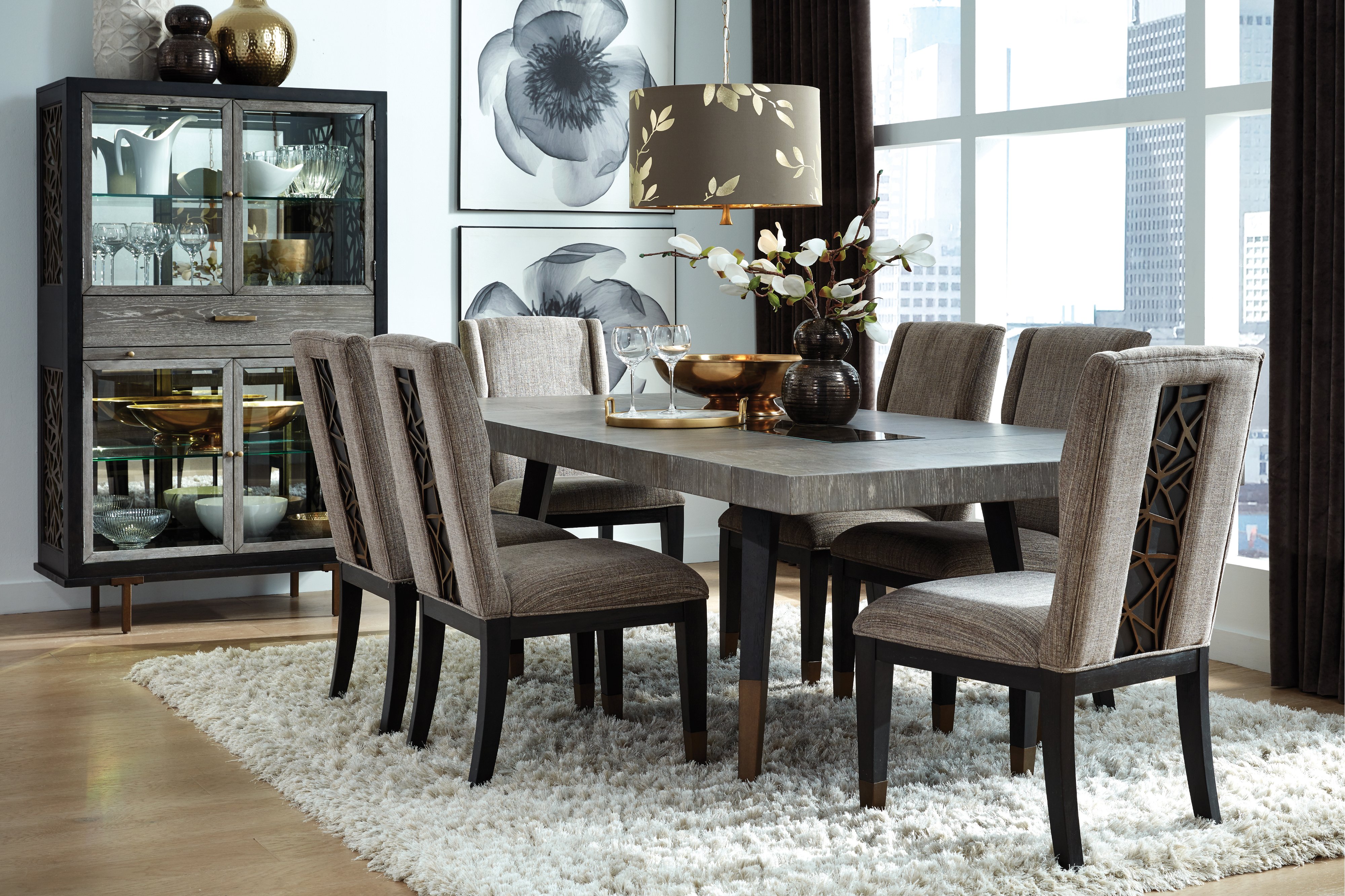 Mid Century Modern Black and Gray 5 Piece Dining Room Set - Ryker-1