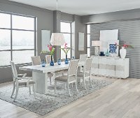 Contemporary White 7 Piece Dining Room Set - Mirage-1