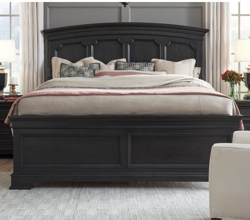 Rustic Traditional Dark Sepia Gray Queen Bed - Townsend-1