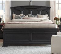 Rustic Traditional Dark Sepia Gray Queen Bed - Townsend