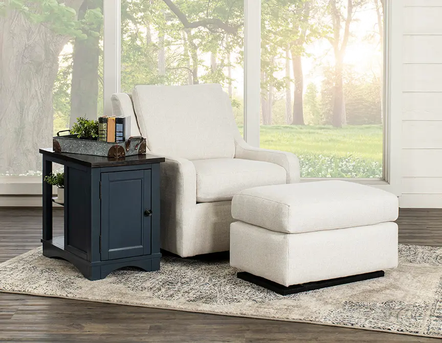 Transitional Glacier Off White Gliding Ottoman - Sugar Shack-3