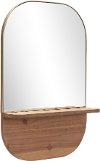 Gold and Brown Wood Shelf Mirror - Meridian