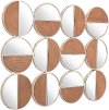 Modern Gold and Walnut Cycle Round Mirror