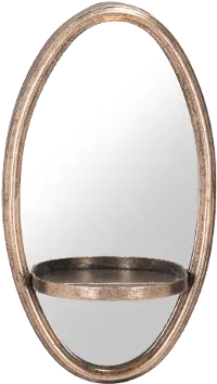 Petite Gold Oval Shaped Wall Mirror with Shelf - Ogee