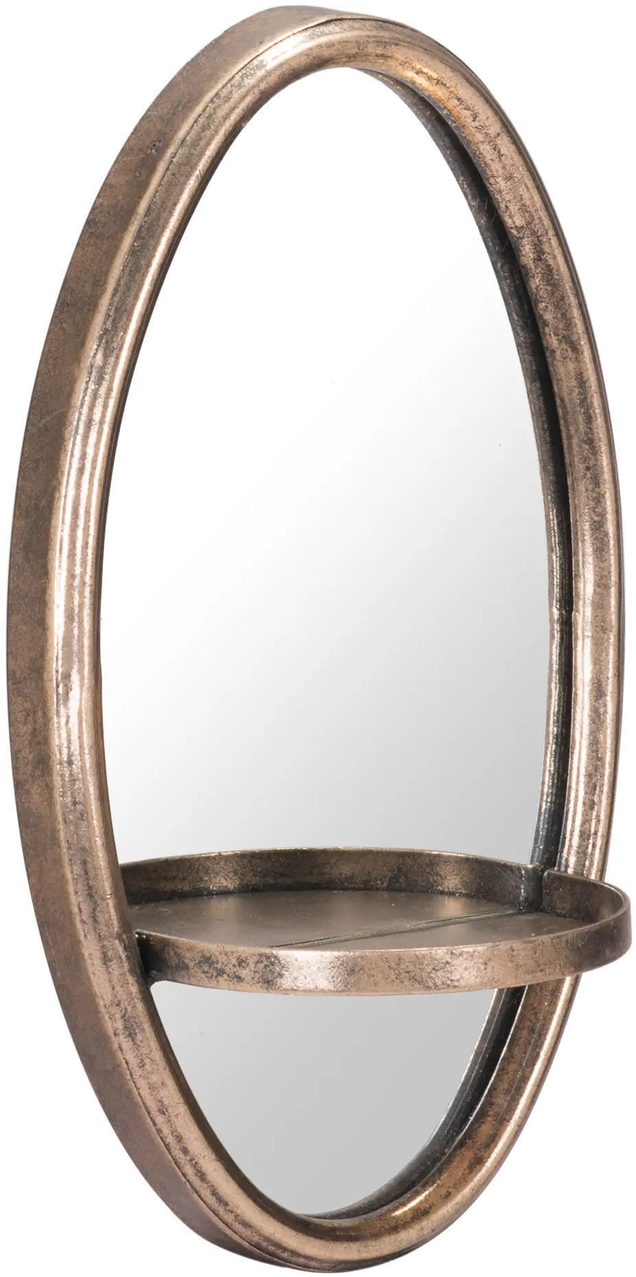 Petite Gold Oval Shaped Wall Mirror with Shelf - Ogee-2