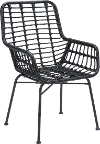 Pair of Black Modern Patio Dining Chairs - Lyon