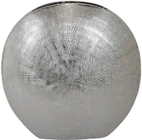 15 Inch Silver Textured Oval Vase
