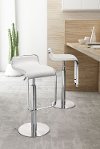 Modern White and Chrome Adjustable Bar Stool - Equino