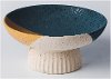 Blue, Beige, and Rust Ribbed Bowl