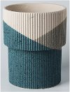 12 Inch Blue, Beige, and Taupe Ribbed Vase