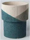 Clearance 12 Inch Blue, Beige, and Taupe Ribbed Vase