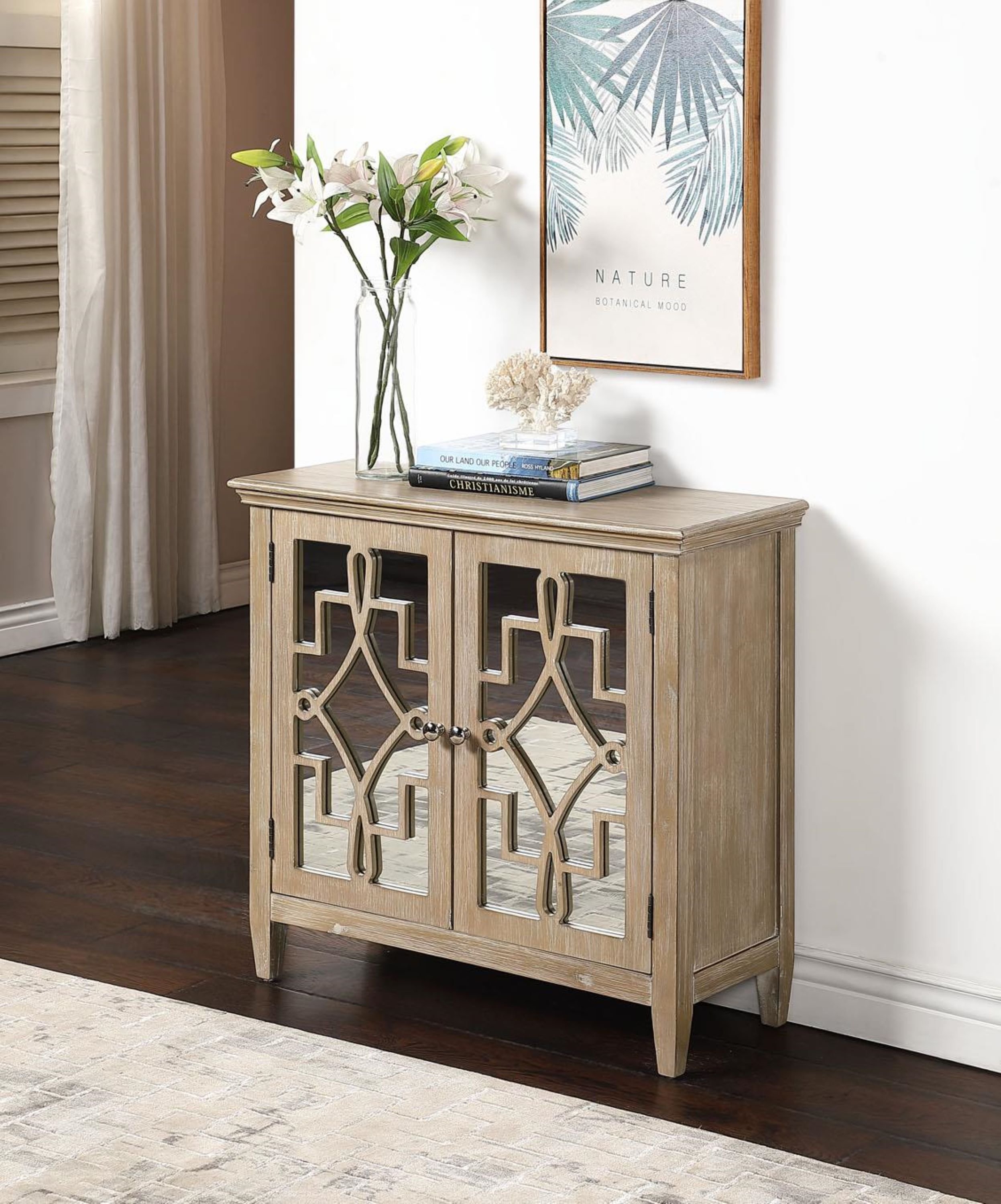 Contemporary Accent Chest with Mirrored Doors - Lucy-1