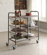Metal and Wood Kitchen Cart with Wheels - Urban