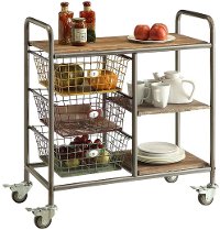 Metal and Wood Kitchen Cart with Wheels - Urban-2