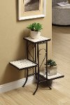 Metal and Stone 3 Tier Plant Stand - Travertine