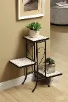 Metal and Stone 3 Tier Plant Stand - Travertine