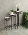 3 Piece Square Plant Stands - Travertine