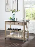 Wood Kitchen Cart with Metal Top - Alex