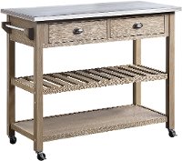 Wood Kitchen Cart with Metal Top - Alex-2