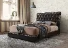 Clearance Traditional Dark Brown Upholstered King Bed - Janine