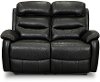 Black Leather Contemporary Power Reclining Loveseat - Neff